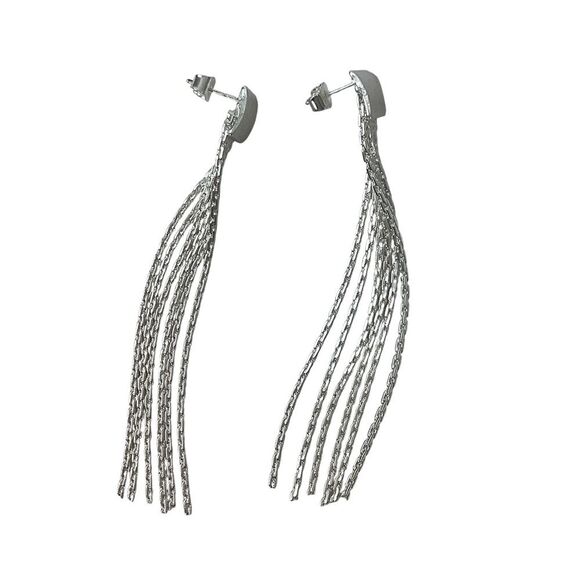 HEAVEN MAYHEM Sling Maxi Silver Earrings New with Packaging Chain Detail - Picture 5 of 9